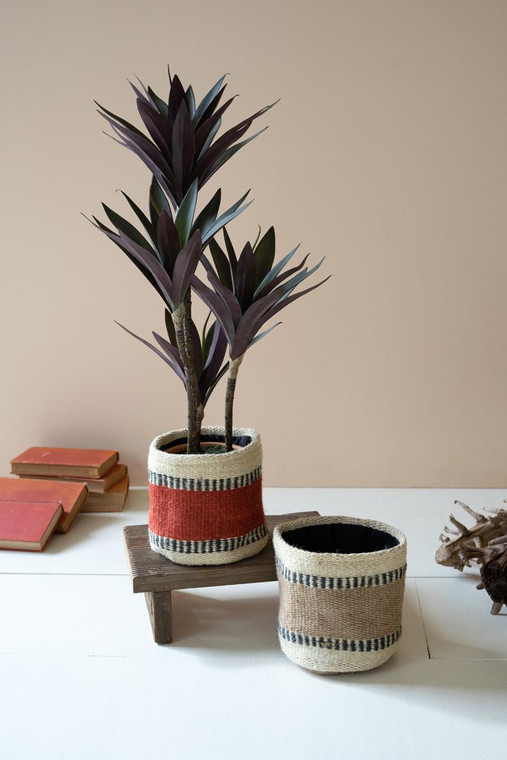Set Of Two Jute Planters - One Each Color NSSD1112 By Kalalou