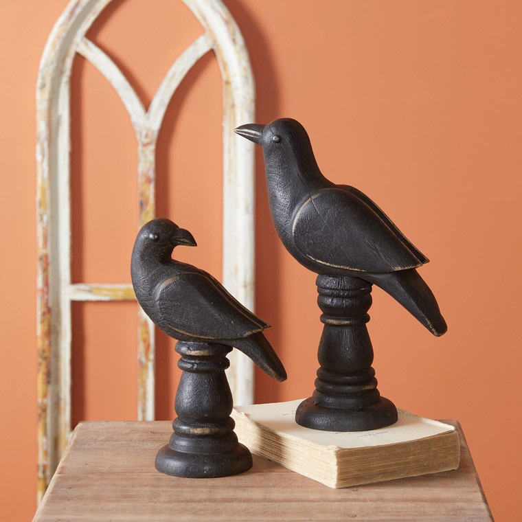 CTW Home Set Of Two Tabletop Raven Statues 510429