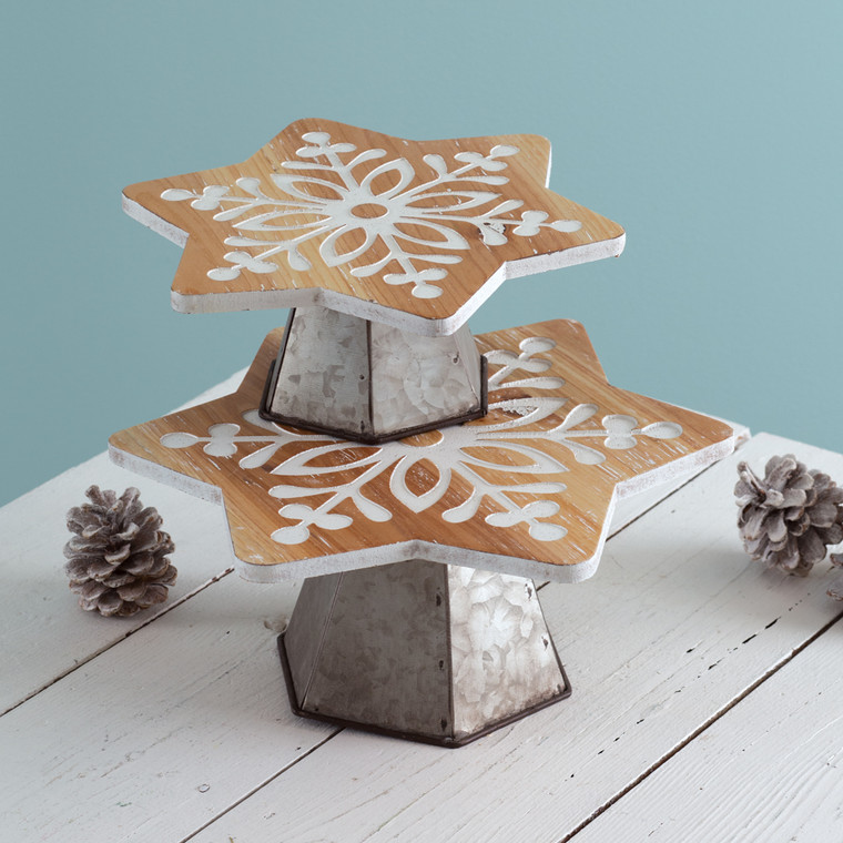 CTW Home Set Of Two Snowflake Dessert Stands 770534