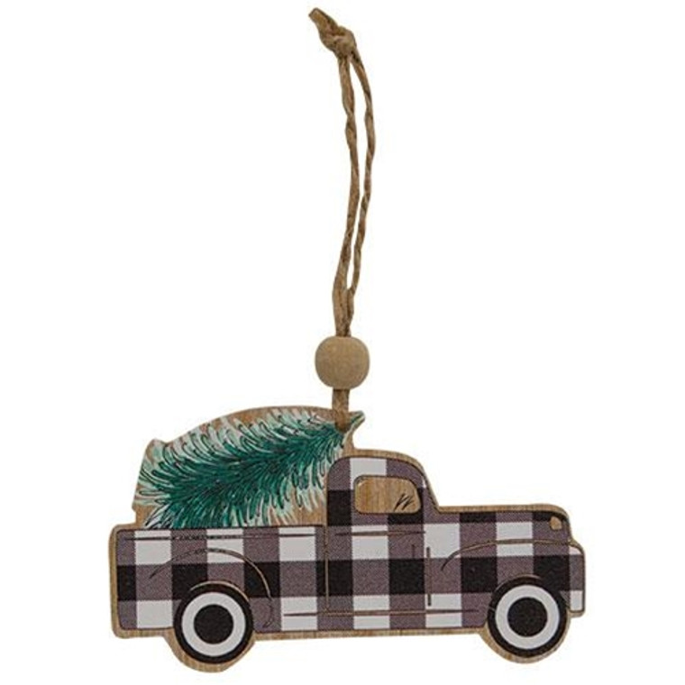 *Black & White Buffalo Check Truck Ornament G20NK051 By CWI Gifts