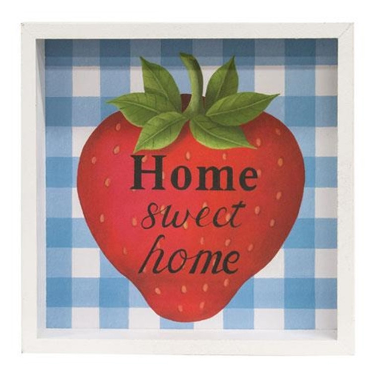 Home Sweet Home Strawberry Framed Box Sign GH36033 By CWI Gifts