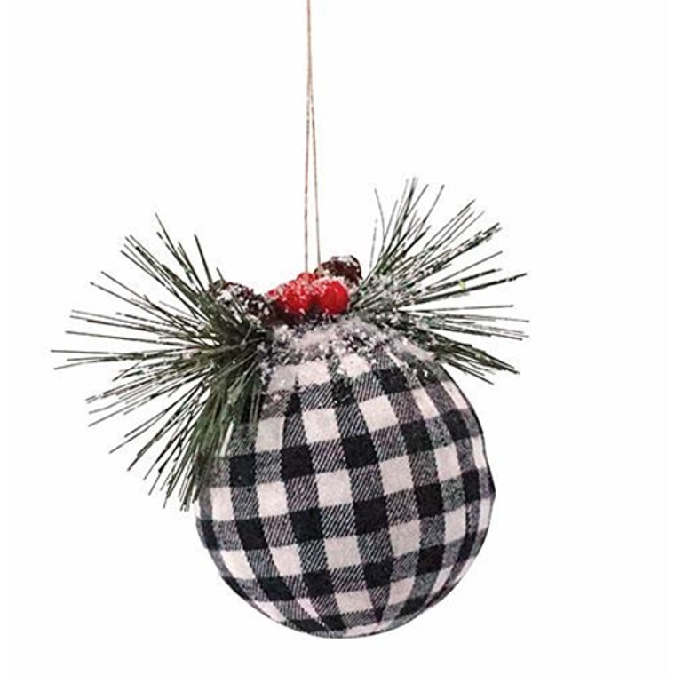 *Black/White Plaid Ball Ornament GRJA2729 By CWI Gifts