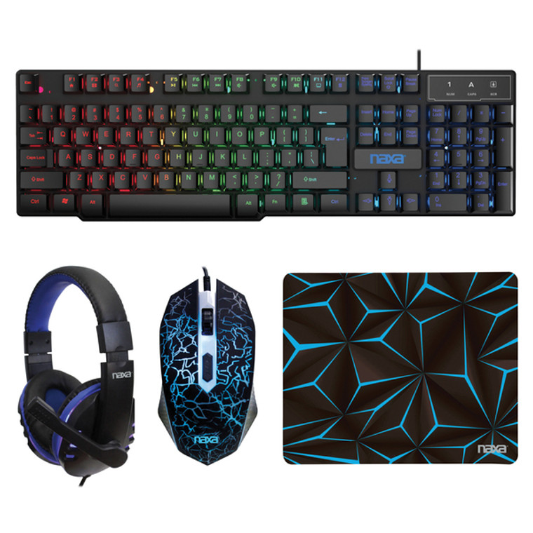 3-In-1 Professional Gaming Combo With Keyboard, Mouse, And Mousepad NAXNG5002 By Petra