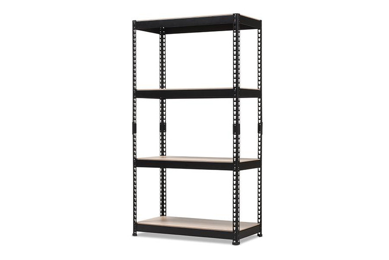 Baxton Studio Cody Black Metal 4 - Shelves Multipurpose Shelving Rack BR10-Black-Shelf