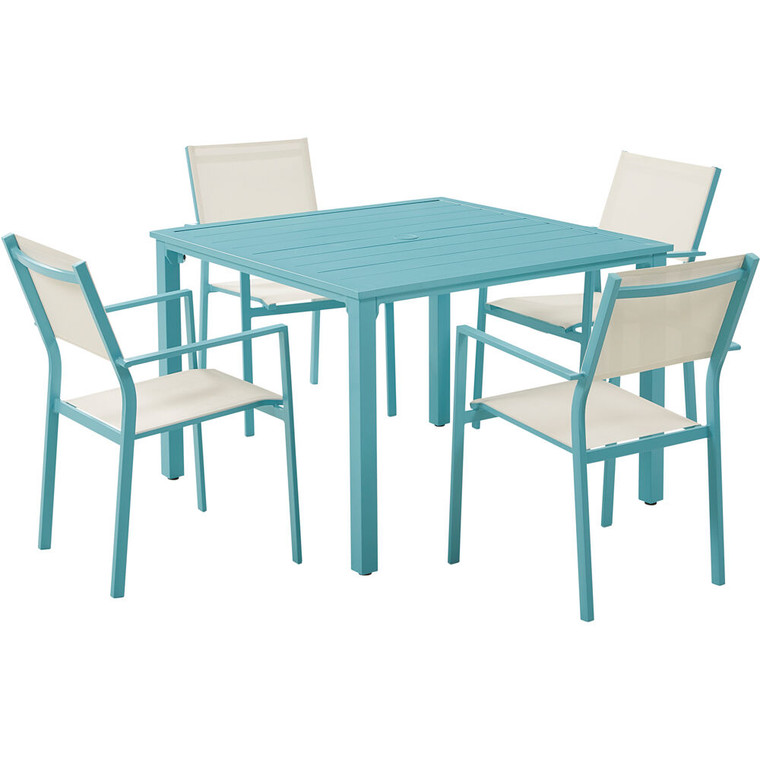 Luna 5-Piece: 4 Sling Dining Chairs, 41" Slat Table LUNADN5PCSL-TL