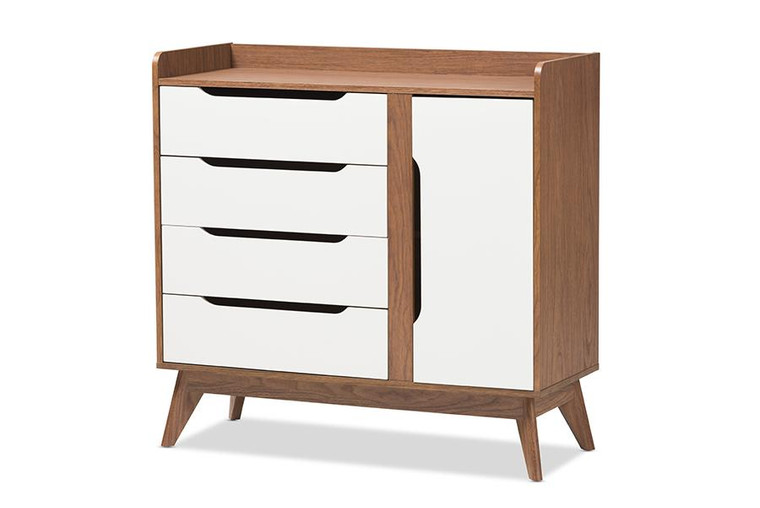 Baxton Studio Brighton White/Walnut Shoe Cabinet Brighton-Walnut/White-Shoe-Cabinet