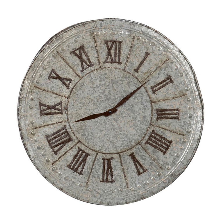 Homeroots Vintage Galvanized Metal Round Wall Clock 401289