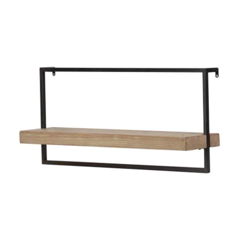 Homeroots Minimal Rectangular Iron And Wood Wall Shelf 401309