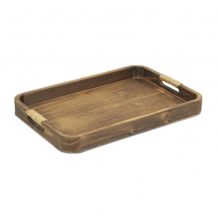 Homeroots Natural Dark Brown Curved Wood Tray 401779