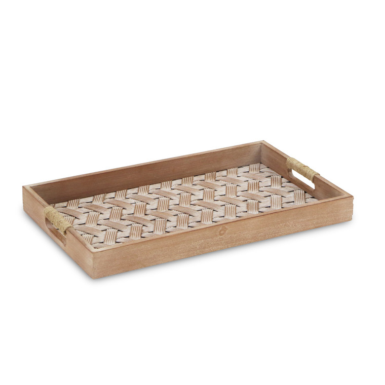 Homeroots Modern Wooden And Weaved Tray 401781