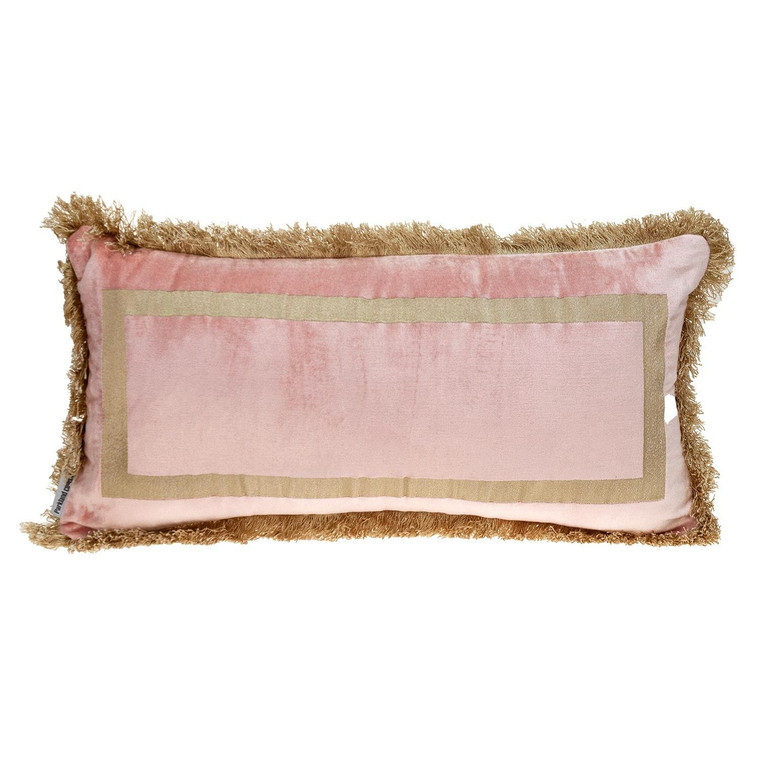 Homeroots Boho Pink With Gold Fringe Decorative Lumbar Throw Pillow 402686