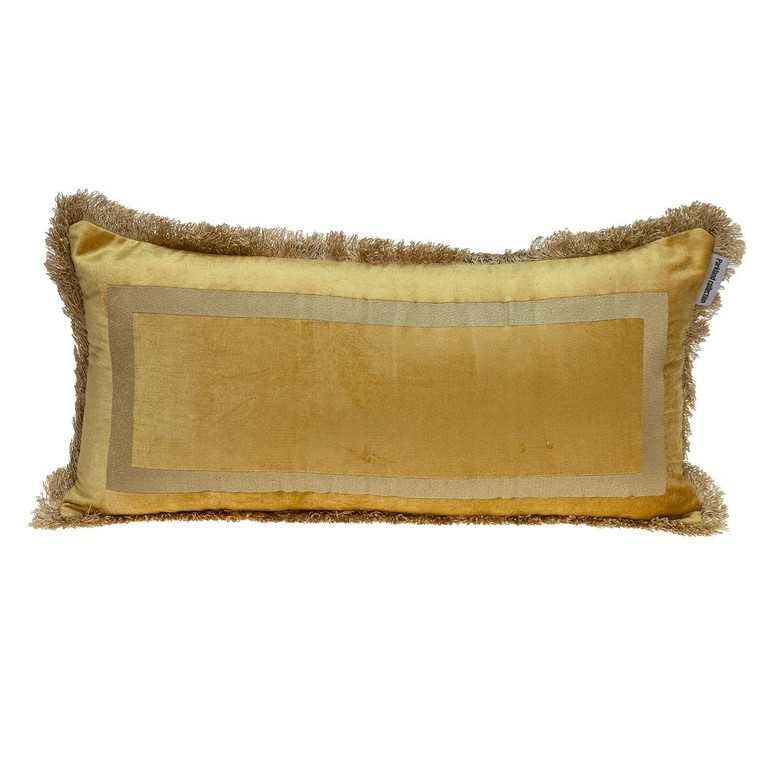 Homeroots Boho Yellow With Gold Fringe Decorative Lumbar Throw Pillow 402690