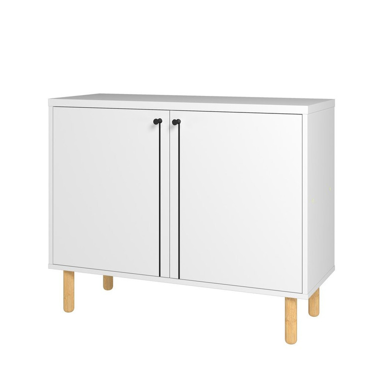 Homeroots Iko White Modern Sideboard Double Door Cabinet 403326