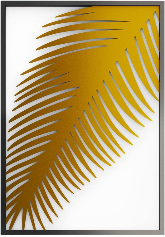 Homeroots Mod Black And Gold Metal Palm Leaf Wall Art 403596