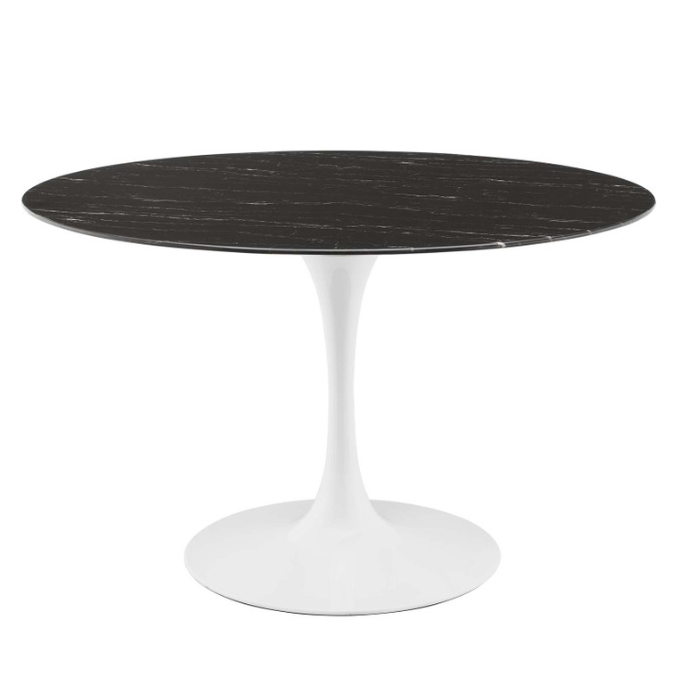 Lippa 47" Artificial Marble Dining Table - White Black EEI-5182-WHI-BLK By Modway Furniture