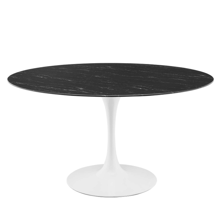 Lippa 54" Artificial Marble Dining Table - White Black EEI-5183-WHI-BLK By Modway Furniture