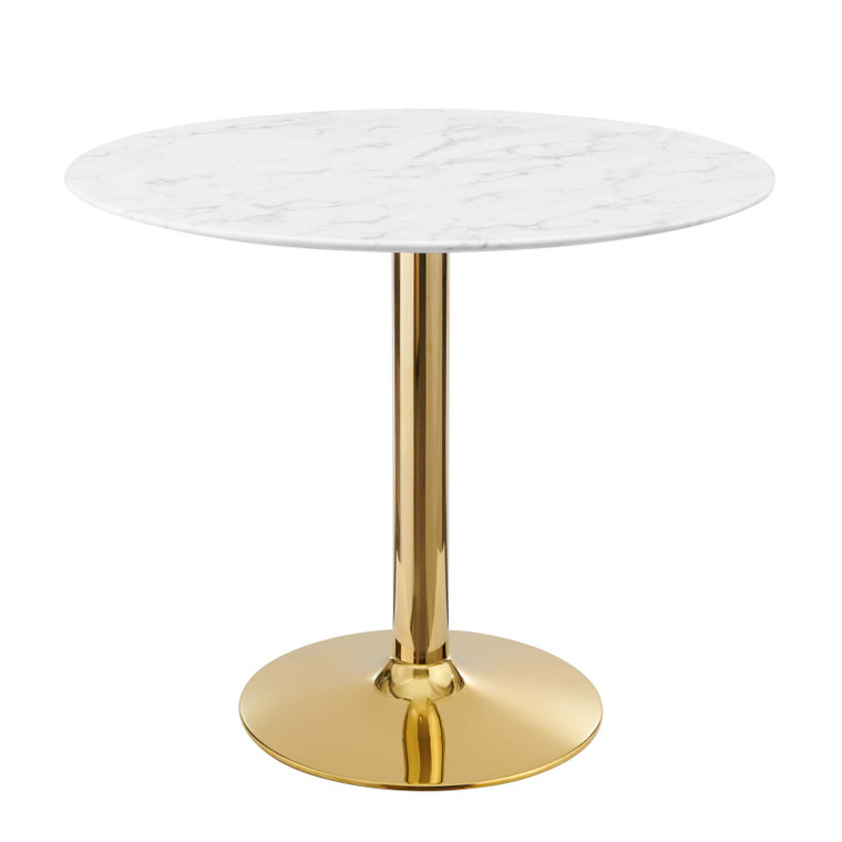 Verne 35" Artificial Marble Dining Table - Gold White EEI-4549-GLD-WHI By Modway Furniture