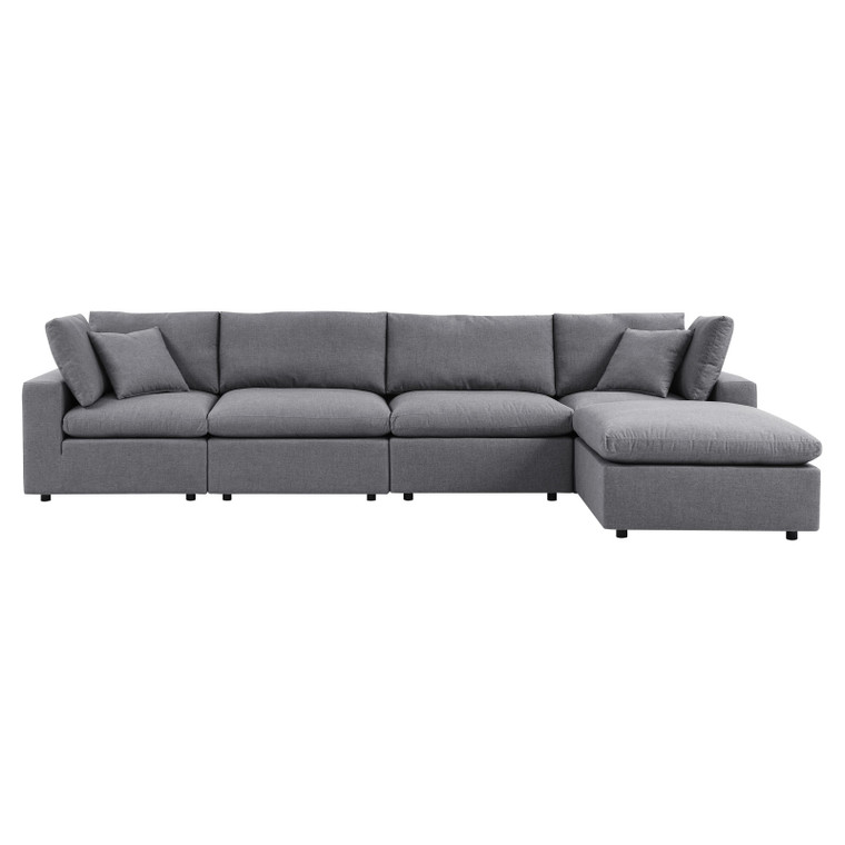 Commix 5-Piece Sunbrella Outdoor Patio Sectional Sofa - Gray EEI-5584-SLA By Modway Furniture