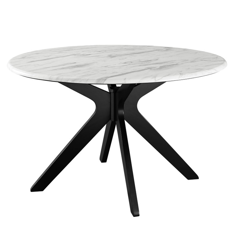 Traverse 50" Round Performance Artificial Marble Dining Table - Black White EEI-5508-BLK-WHI By Modway Furniture
