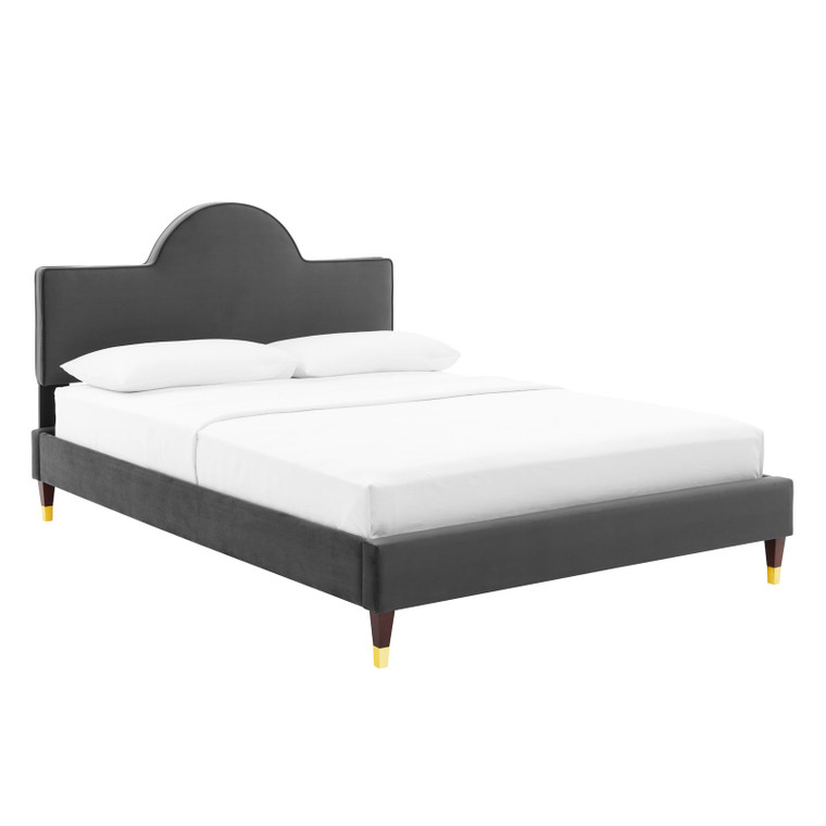Aurora Performance Velvet Queen Bed - Charcoal MOD-6517-CHA By Modway Furniture