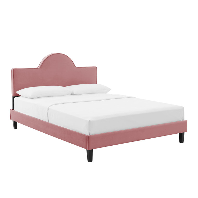 Soleil Performance Velvet Queen Bed - Dusty Rose MOD-6518-DUS By Modway Furniture