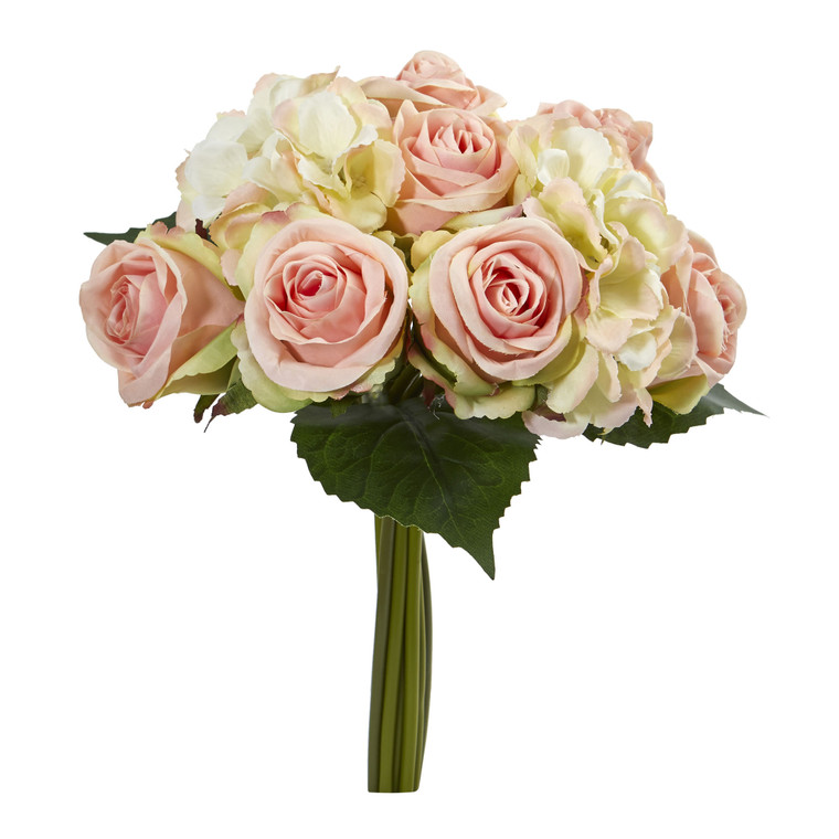 Nearly Natural 12" Rose And Hydrangea Bouquet Artificial Flower (Set Of 6) 2258-S6
