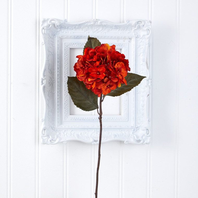 Nearly Natural 32" Hydrangea Artificial Flower (Set Of 6) - Orange 2368-S6-OG