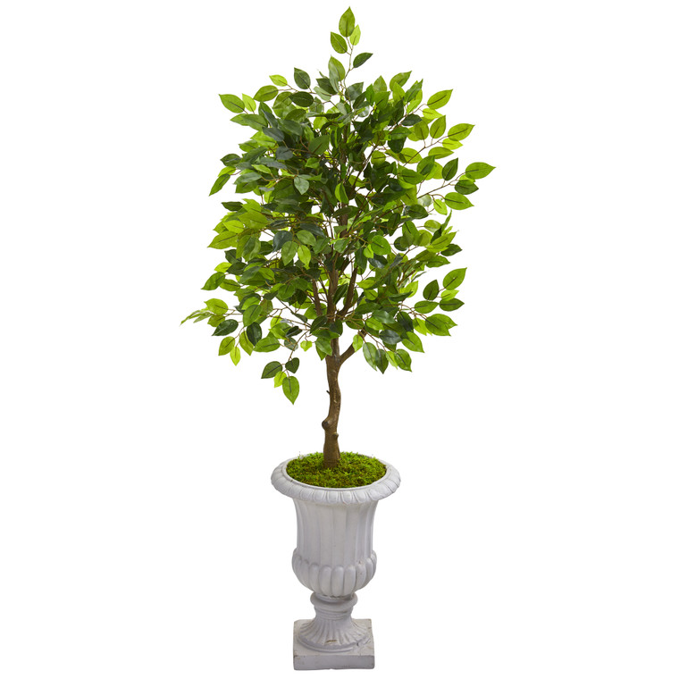 Nearly Natural 45" Mini Ficus Artificial Tree In Decorative Gray Urn 9945