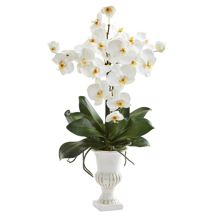 Nearly Natural 23" Phalaenopsis Orchid Artificial Arrangement In White Urn A1344