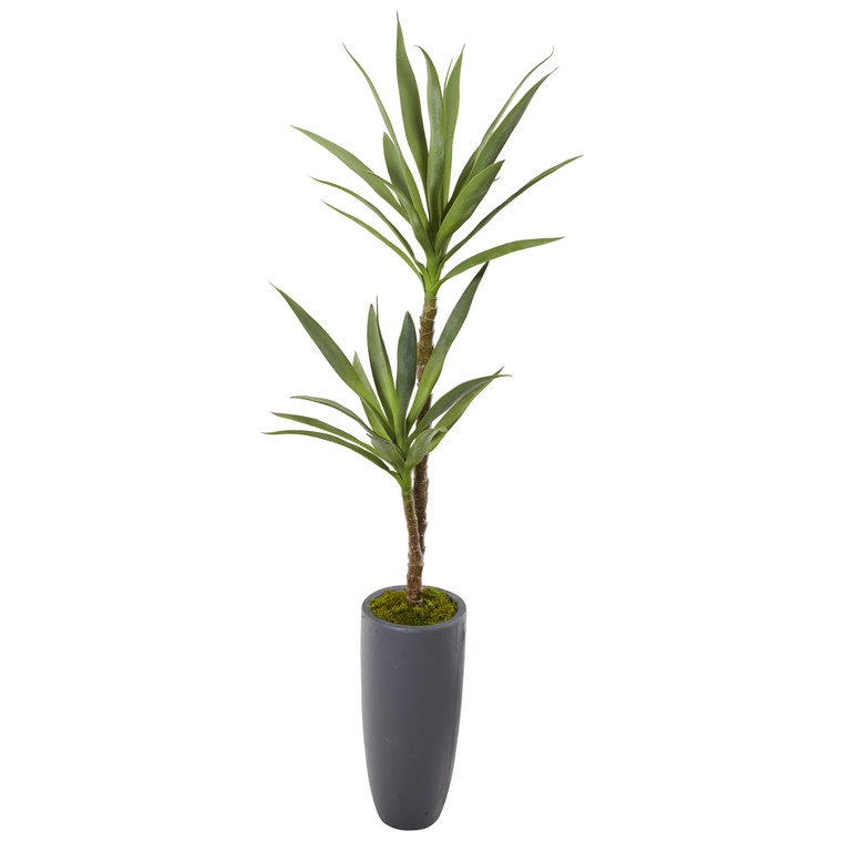 Nearly Natural 58" Yucca Artificial Plant In Gray Planter P1086