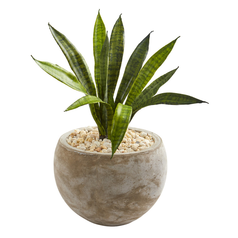 Nearly Natural 19" Sansevieria Artificial Plant In Sand Colored Planter P1210