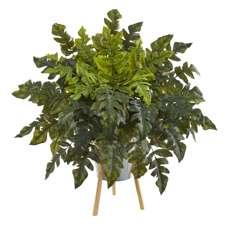 Nearly Natural 26" Holly Fern Artificial Plant In Green Planter With Stand P1232