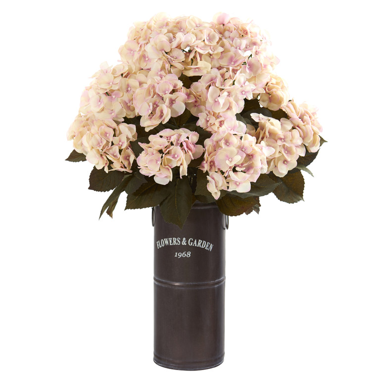 Nearly Natural 27" Hydrangea Artificial Plant In Decorative Planter - Cream Pink P1256-CP