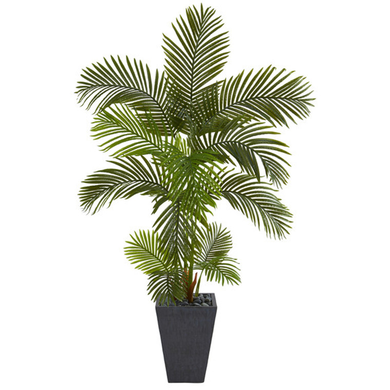 Nearly Natural 65" Areca Palm Artificial Tree In Slate Planter T1244