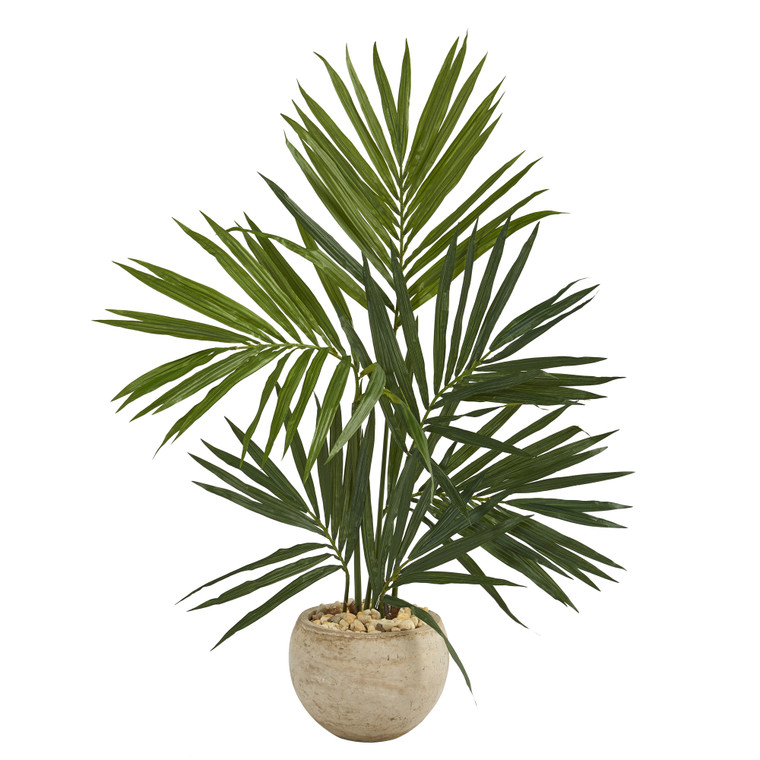 Nearly Natural 4' Kentia Artificial Palm Tree In Sand Colored Planter T1292