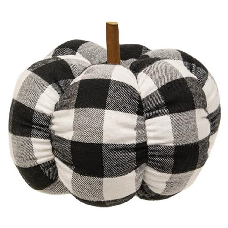 *Black & White Buffalo Check Stuffed Pumpkin 6.5" GCS38220 By CWI Gifts