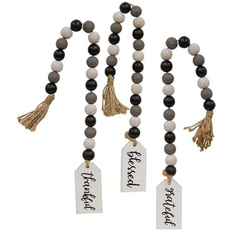 Grateful Thankful Blessed Beaded Tag Hanger 3 Asstd. (Pack Of 3) GH36070 By CWI Gifts