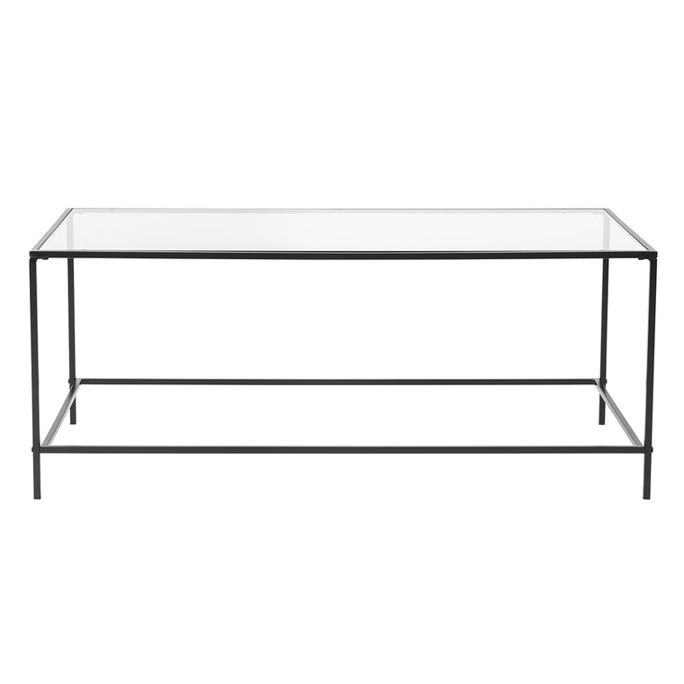Homeroots 44" X 20.76" X 17.88" Coffee Table In Clear Glass With Black Base 370438