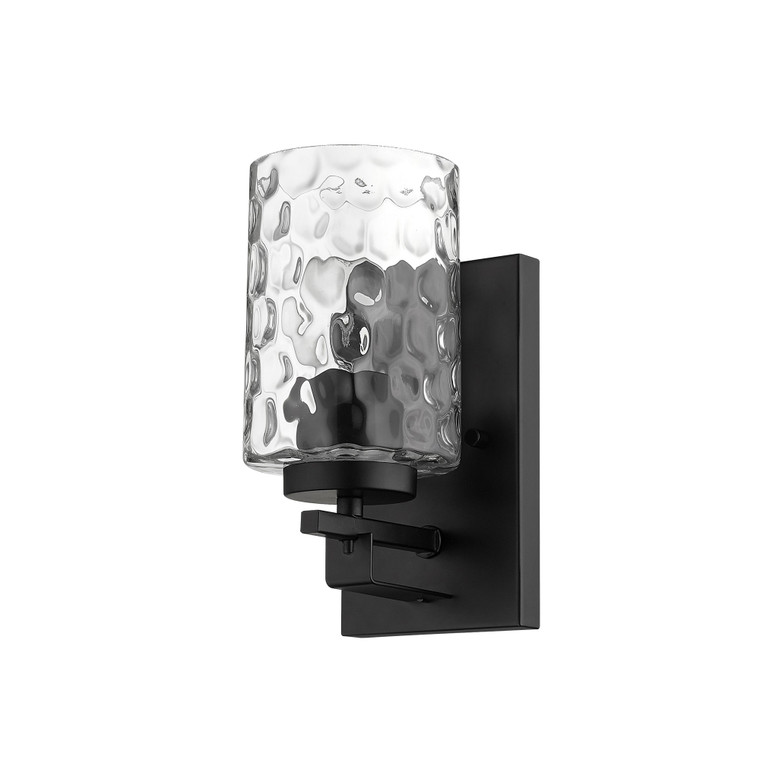 Homeroots Black Metal And Pebbled Glass Wall Sconce 398656