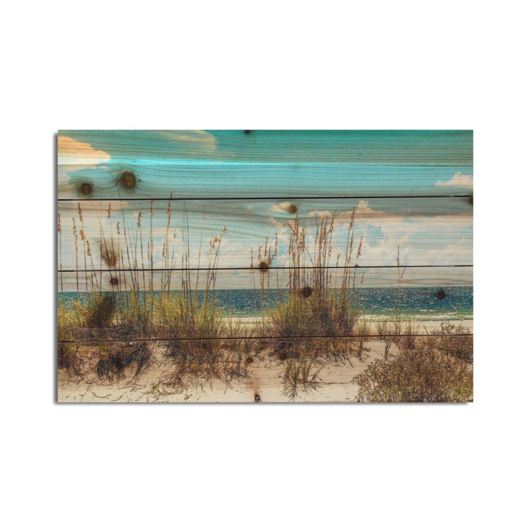 Homeroots 18" Ocean Sand Dunes Wood Plank Wall Art 401529