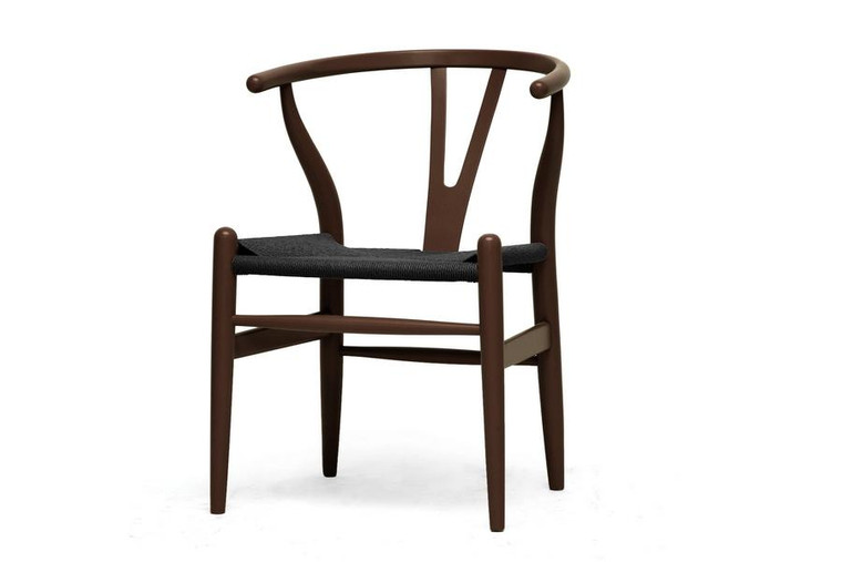 Baxton Studio Wishbone Brown Wood "Y" Chair - (Set of 2) DC-541-DB-Black Seat