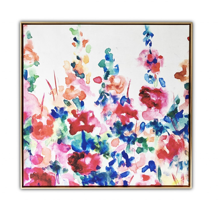 Homeroots Pretty Floral Garden Framed Canvas Wall Art 401731