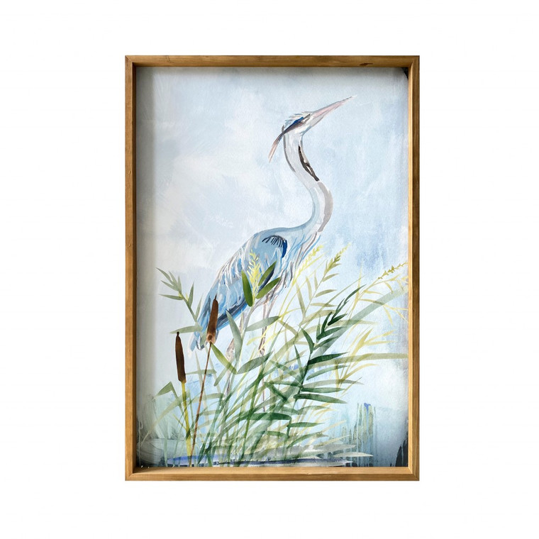 Homeroots Stunning Heron Wooden Framed Canvas Wall Art 401759