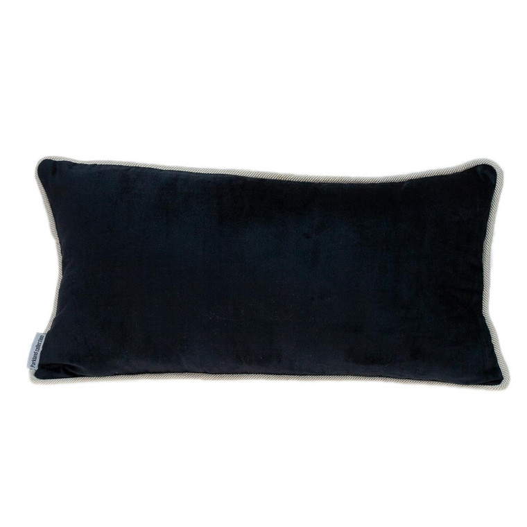 Homeroots Reversible Black And White Lumbar Velvet Throw Pillow 402774
