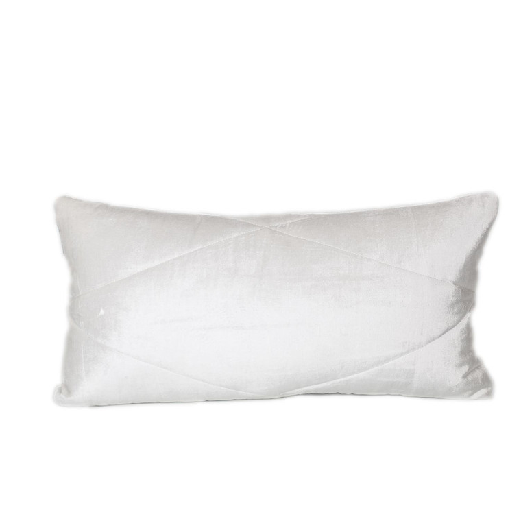 Homeroots Quilted White Velvet Lumbar Throw Pillow 402811