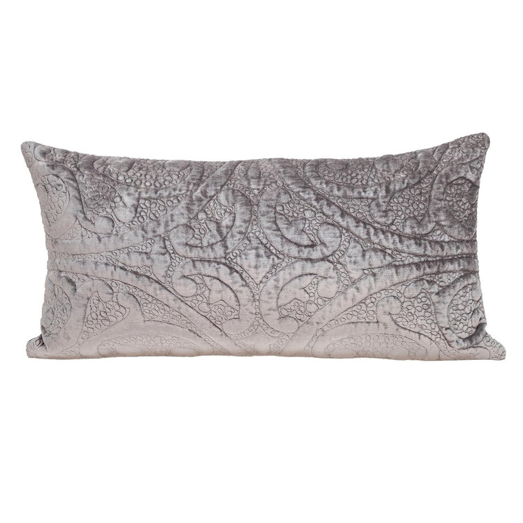 Homeroots Taupe Quilted Velvet Lumbar Throw Pillow 402841