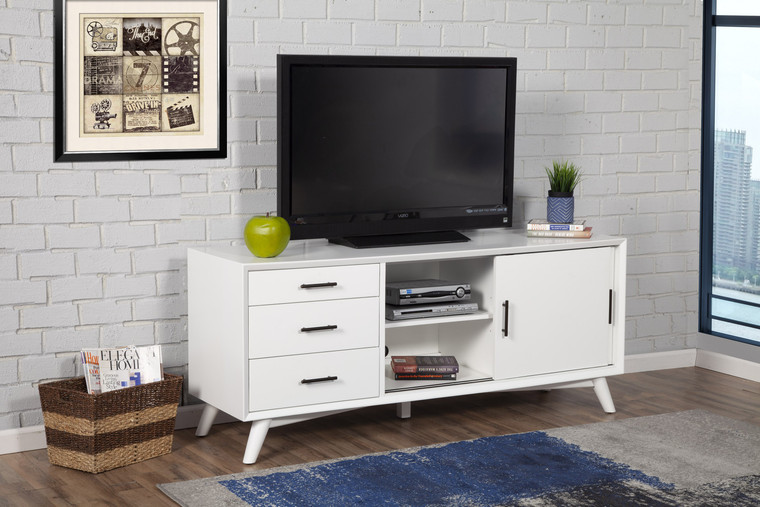 Homeroots Flair 64" White Mid Century Mod Tv Console 404263