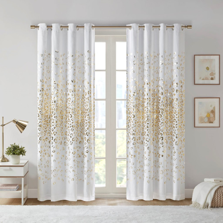 Lillie Grommet Top Metallic Animal Printed Total Blackout Curtain ID40-2020 By Olliix