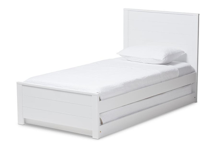 Best Baxton Studio White-Finished Wood Twin Platform Bed With Trundle