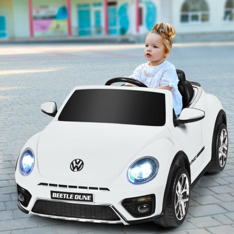 12V Licensed Volkswagen Beetle Kids Ride On Car With Remote Control-White TQ10039WH